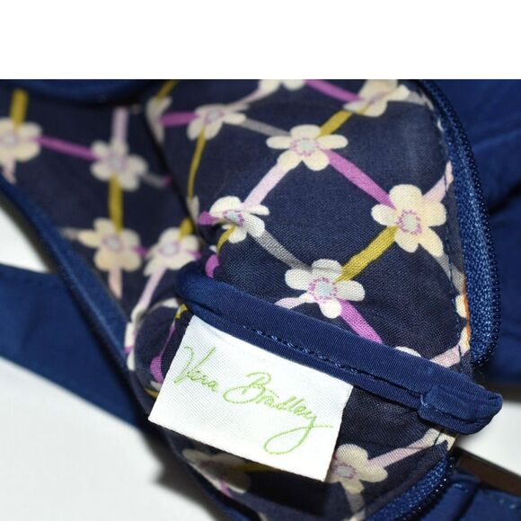 Vera Bradley Navy Blue Quilted Cloth Hipster Crossbody/Shoulder Trendy Purse - Picture 4 of 6